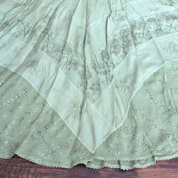 VTG Coldwater Creek Sage Green Boho Embroidered Maxi Skirt - Picture 15 of 15
